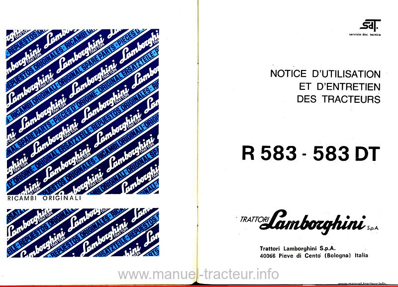 Page 1 du sommaire - Notice d'utilisation et d'entretien R 583 et 583 DT