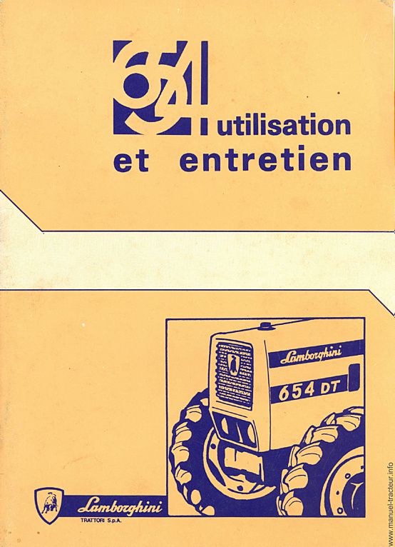 Première page de la revue technique - Notice d'utilisation et d'entretien R 654 et 654 DT