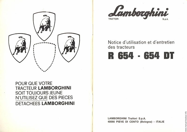 Page 1 du sommaire - Notice d'utilisation et d'entretien R 654 et 654 DT