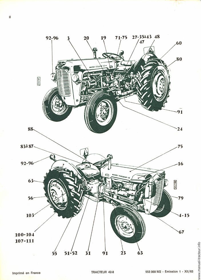Page 2 du manuel d'atelier - Catalogue de pièces détachées pour le tracteur Massey Ferguson 42.8