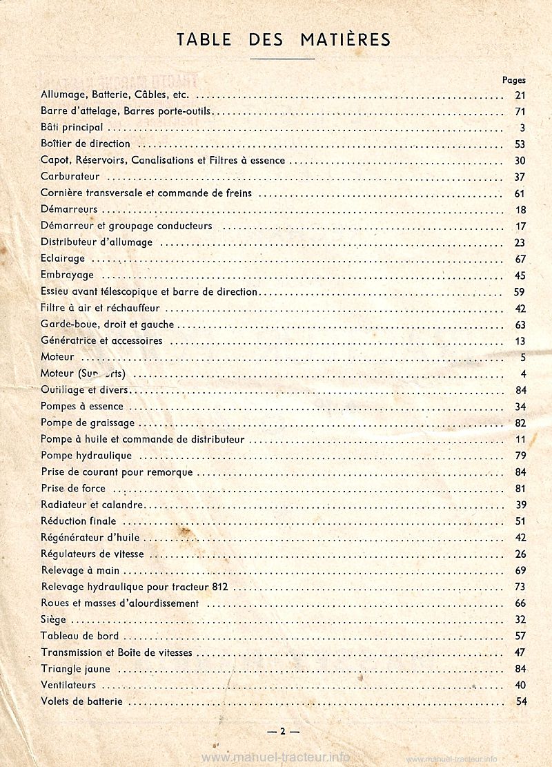 Deuxième page du Catalogue pièces PONY 812 