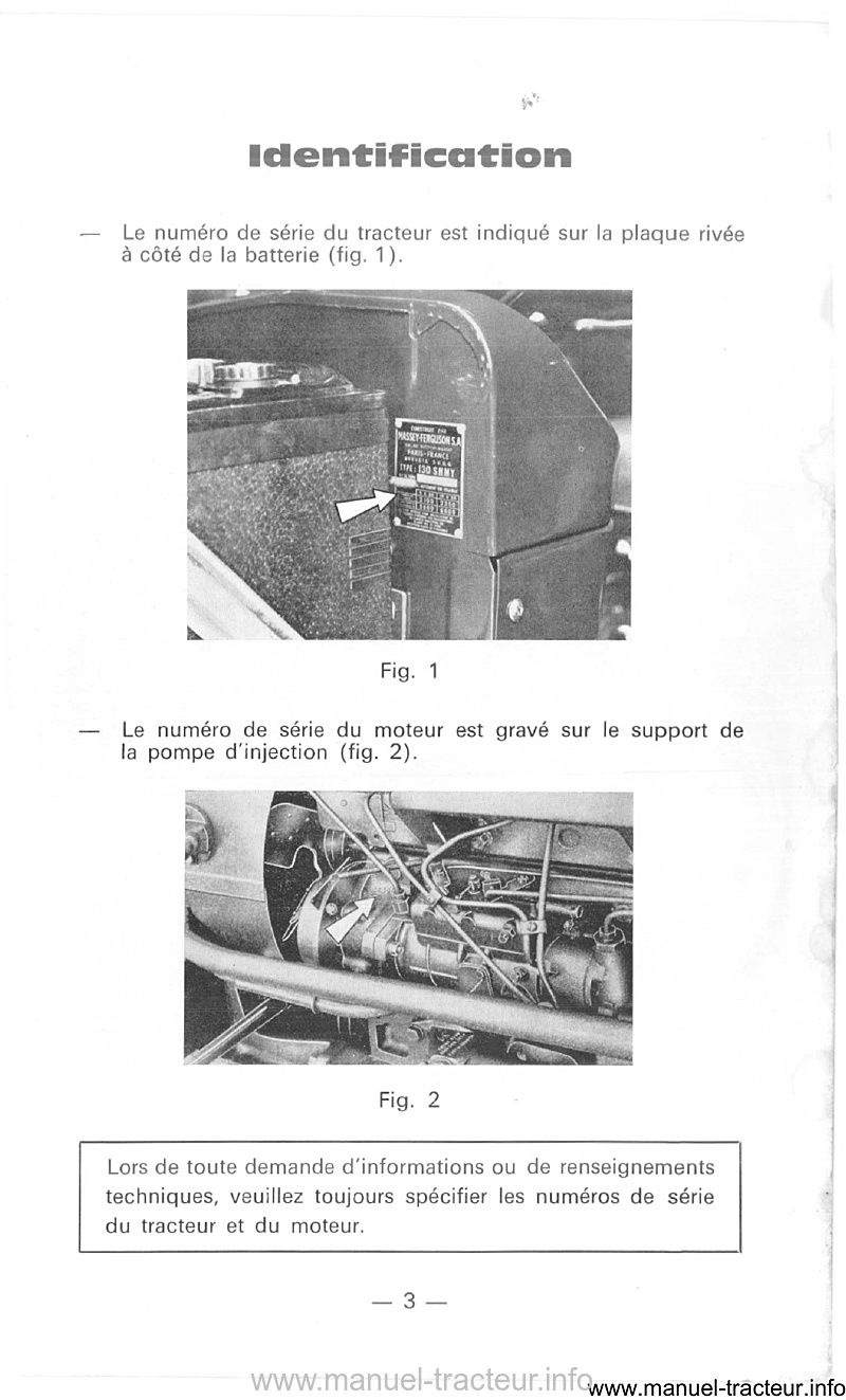 Extrait de la notice technique - Livret d'utilisation et d'entretien tracteur Massey Ferguson MF 130