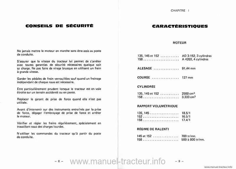 Dernière page de l'aperçu du Livret d'utilisation et d'entretien tracteur Massey Ferguson MF 135 145 152 158 V S