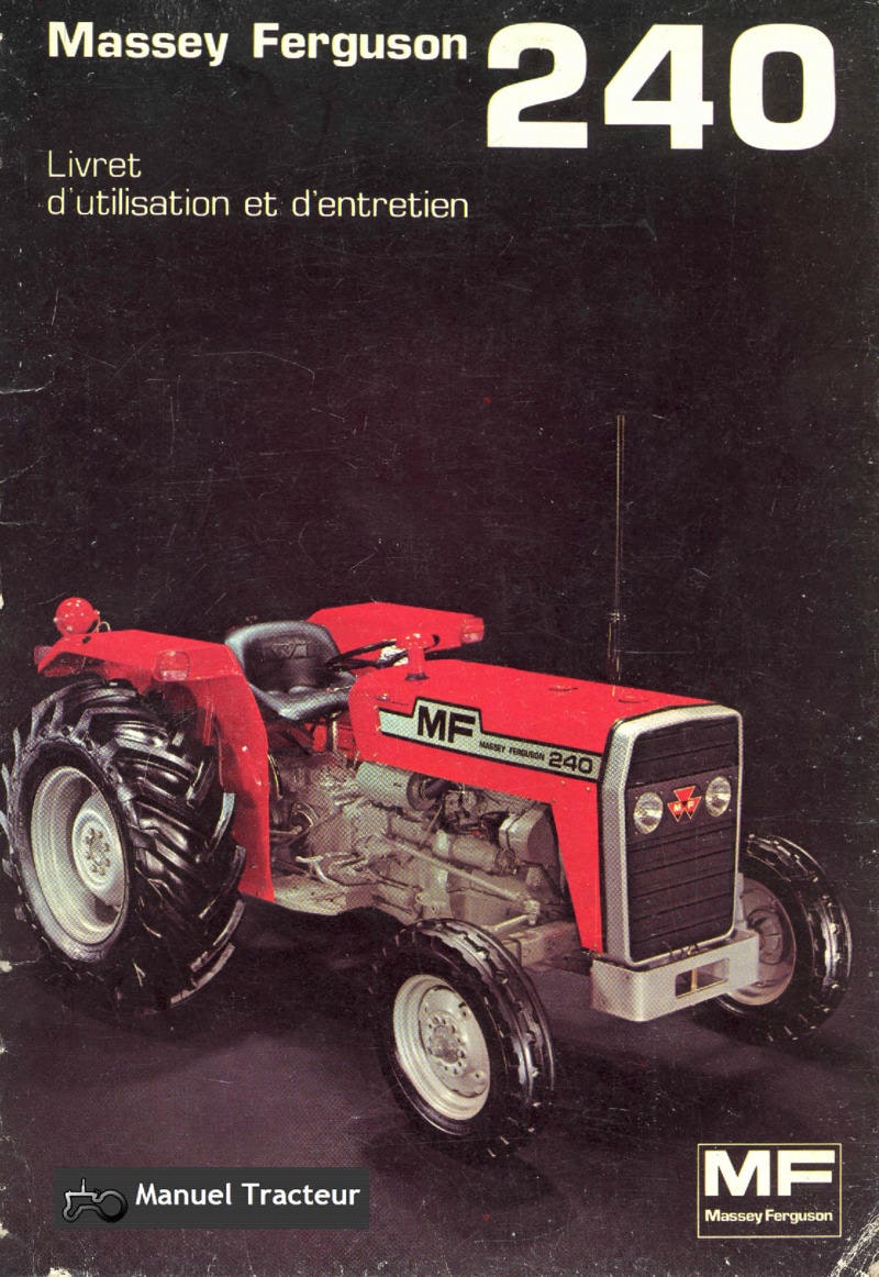 Première page de la revue technique - Livret entretien tracteur Massey Ferguson MF 240