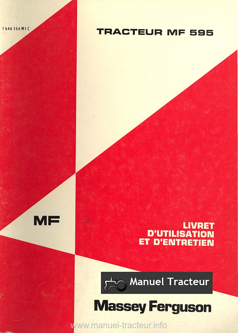 Première page de la revue technique - Livret d'entretien tracteur Massey Ferguson MF 595
