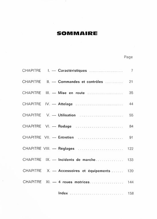 Page 1 du sommaire - Livret d'entretien tracteur Massey Ferguson MF 595