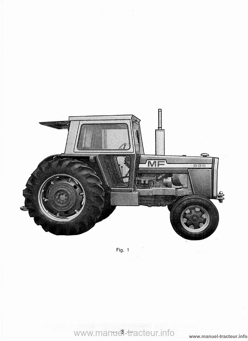 Extrait de la notice technique - Livret d'entretien tracteur Massey Ferguson MF 595