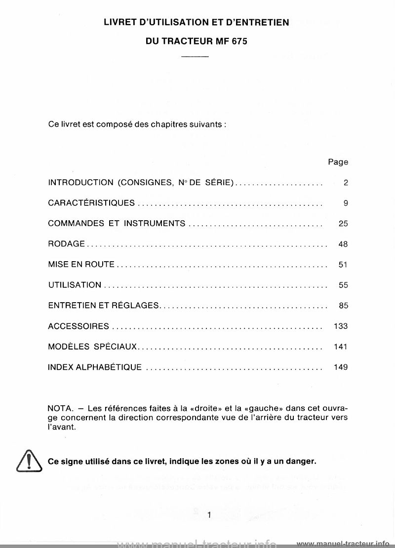 Troisième page du Livret entretien MF 675