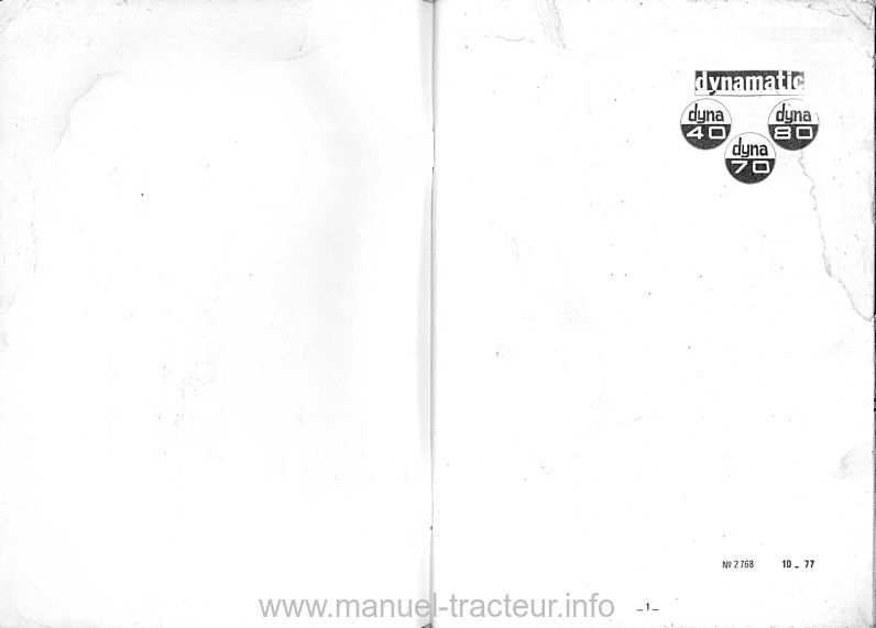 Page 1 du sommaire - Livret d'utilisation et d'entretien pour les chargeurs Massey Ferguson 172 - 175 - 176