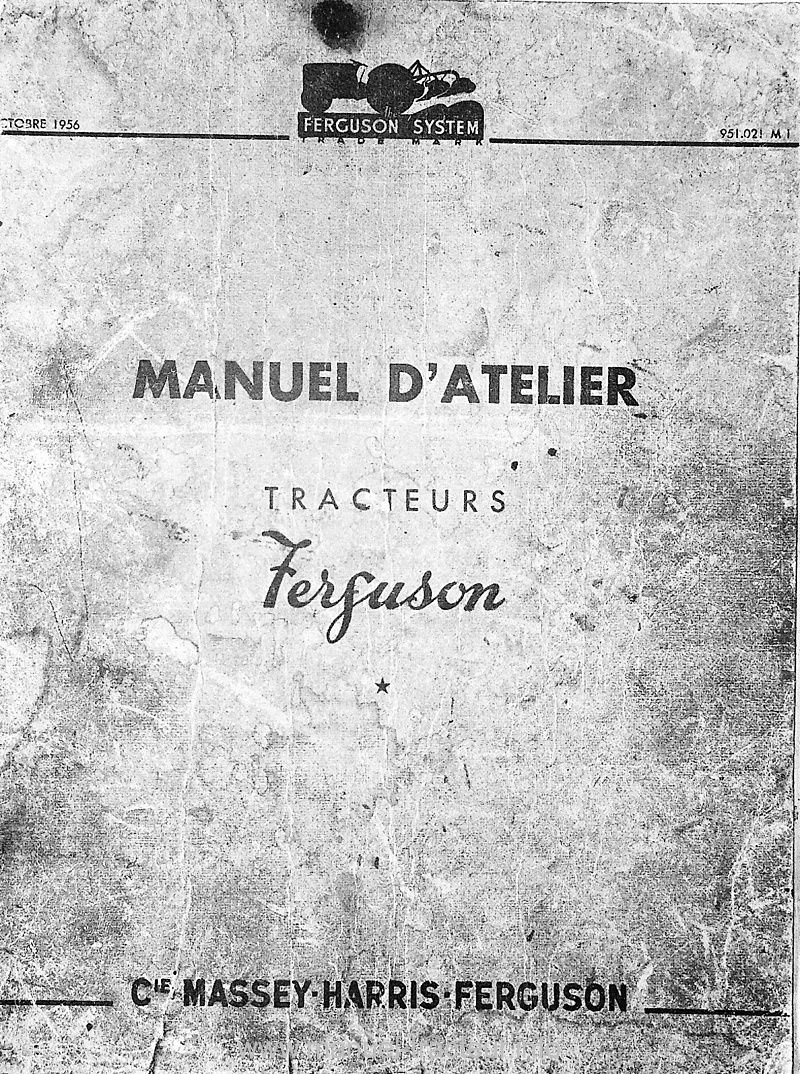 Première page de la revue technique - Manuel Atelier tracteurs Ferguson Petit Gris
