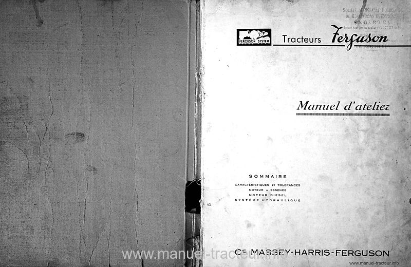 Page 1 du sommaire - Manuel Atelier tracteurs Ferguson Petit Gris