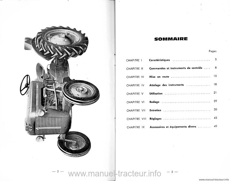 Page 2 du manuel d'atelier - Notice entretien tracteur Massey Ferguson MF 20-25 spécial