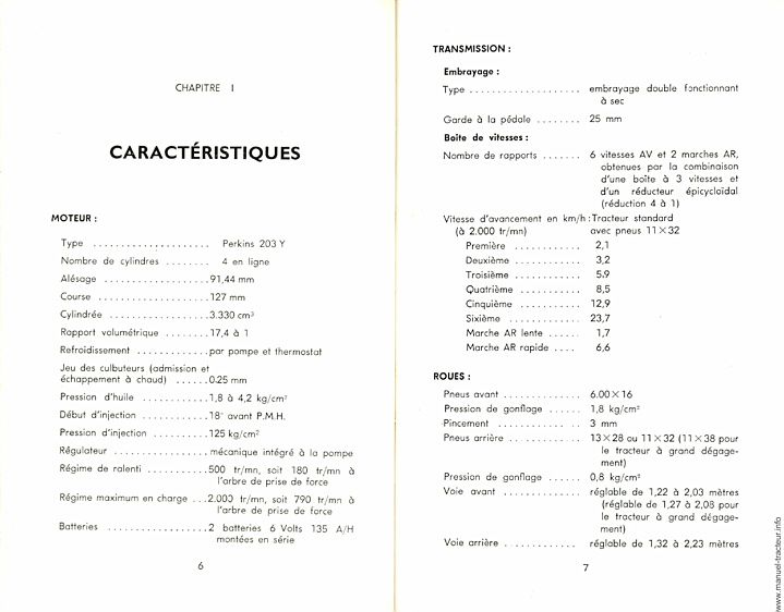 Extrait de la notice technique - Notice d'entretien tracteur Massey Ferguson F 865