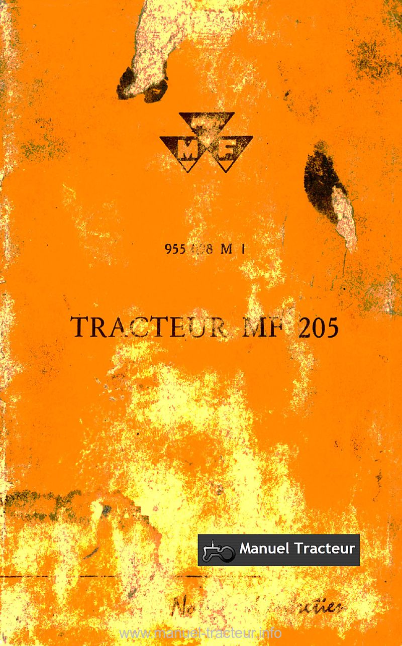 Première page de la revue technique - Livret d'entretien tracteur Massey Ferguson MF 205