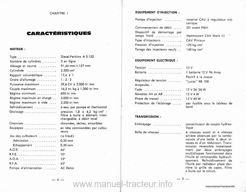 Extrait du guide de réparation - Livret d'entretien tracteur Massey Ferguson MF 205