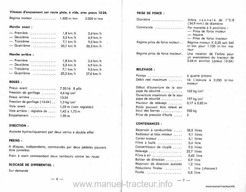Extrait de la notice technique - Livret d'entretien tracteur Massey Ferguson MF 205