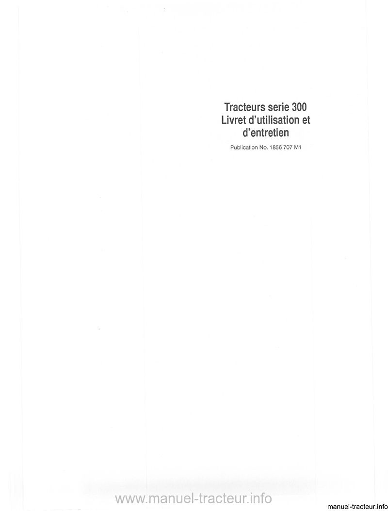 Page 1 du sommaire - Livret d'entretien tracteur Massey Ferguson 340 350 360 362 365 375 383 390 390T 398 399