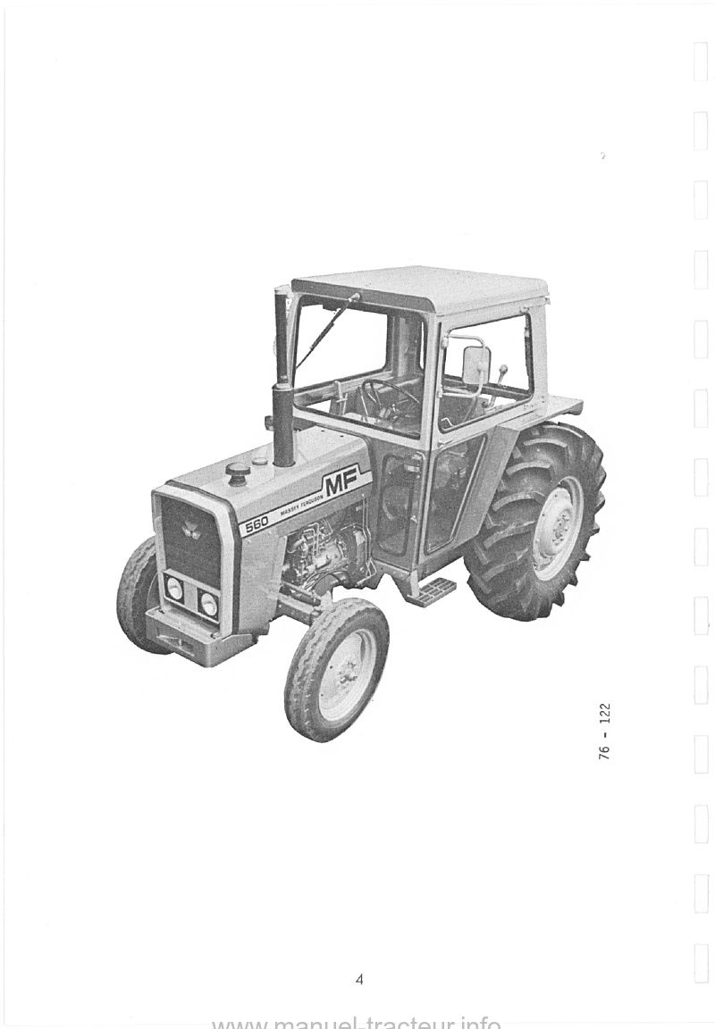 Dernière page de l'aperçu du Livret d'utilisation et d'entretien tracteur Massey Ferguson 560