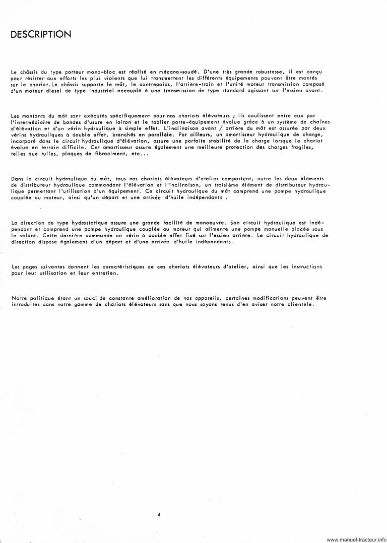 Extrait de la notice technique - Livret entretien Manitou MA 20 25 C