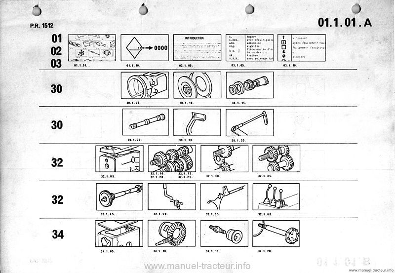 Page 1 du sommaire - Catalogue de pièces de rechange moteur Renault PR 1512