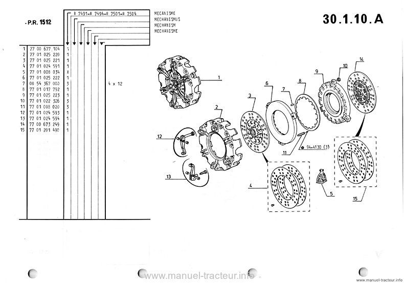 Dernière page de l'aperçu du Catalogue de pièces de rechange moteur Renault PR 1512
