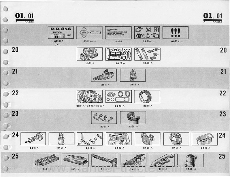Page 2 du manuel d'atelier - Catalogue de pièces de rechange Renault Super2D R7201 PR 856