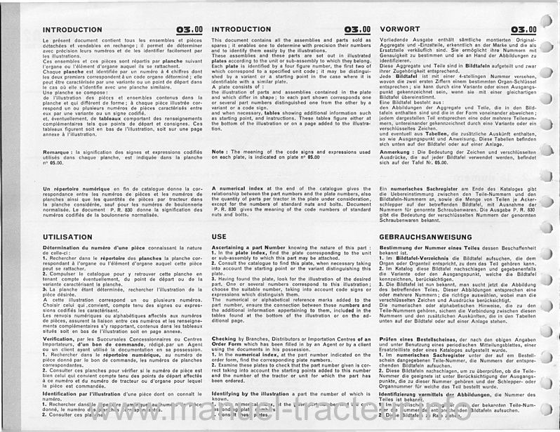 Extrait de la notice technique - Catalogue de pièces de rechange Renault Super2D R7201 PR 856