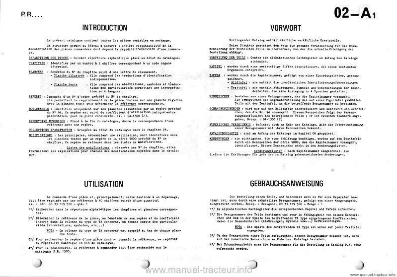 Extrait du guide de réparation - Catalogue de pièces de rechange Renault PR1511