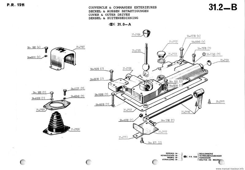 Extrait de la notice technique - Catalogue de pièces de rechange Renault PR1511