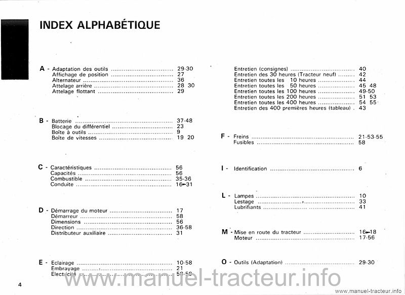 Extrait de la notice technique - Livret d'entretien tracteurs RENAULT 24-12 24-14 D