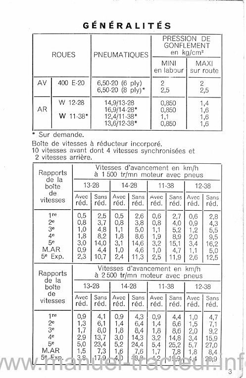 Extrait de la notice technique - Guide d'utilisation et d'entretien M.R. 77 pour les tracteurs 385