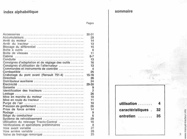 Cinquième page du Guide entretien RENAULT 751 751.4