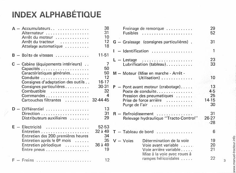 Extrait du guide de réparation - Livret d'utilisation et d'entretien des tracteurs RENAULT 781 781.4