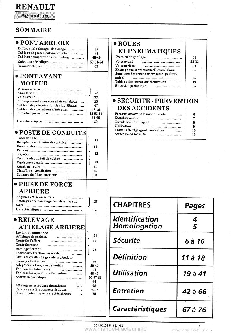 Troisième page du Guide entretien RENAULT 85.32TX 85.34TX