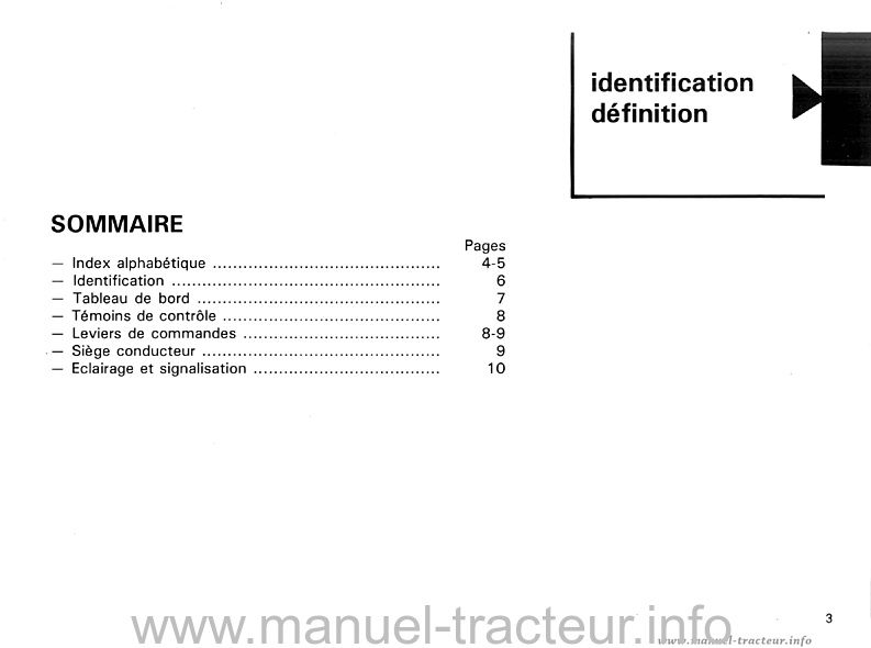 Extrait du guide de réparation - Livret d'entretien et d'utilisation pour les tracteurs RENAULT 18-12 18-14 D