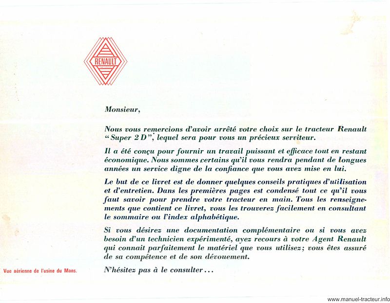 Page 2 du manuel d'atelier - Guide d'entretien RENAULT Super 2D