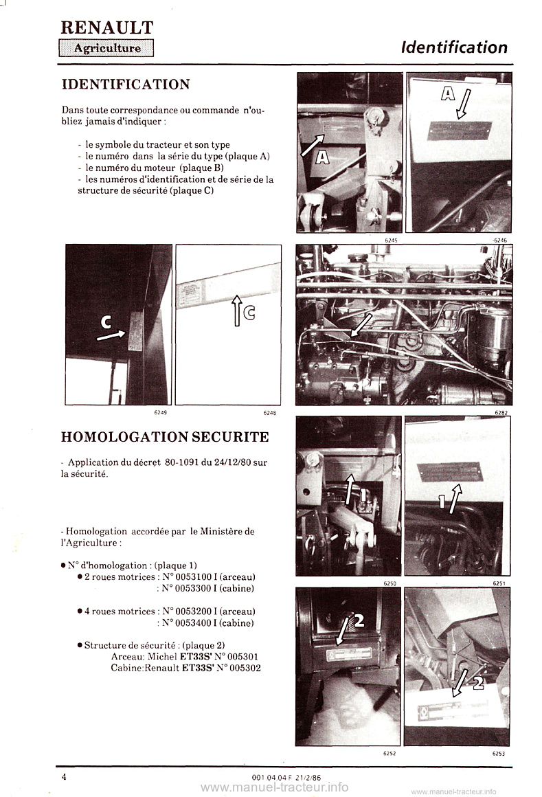 Quatrième page du Guide instructions Renault 70-12SP 70-14SP