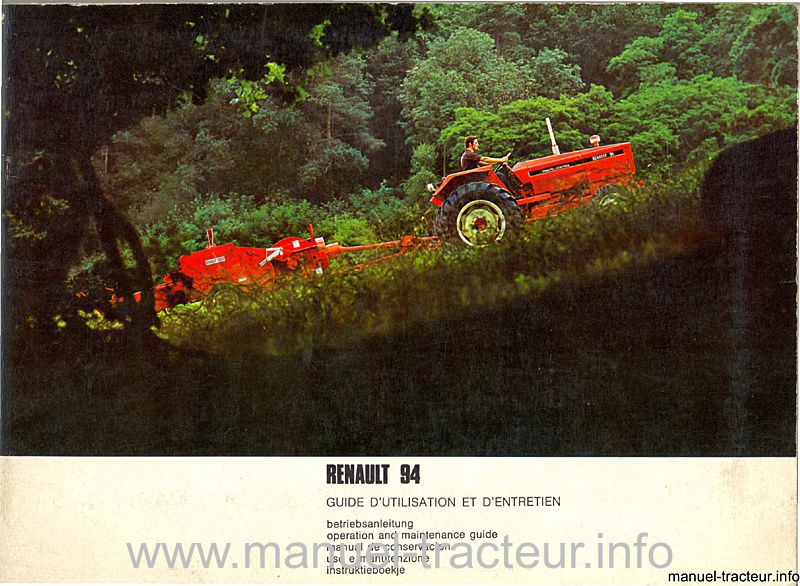 Première page de la revue technique - Guide d'utilisation et d'entretien pour le RENAULT 94