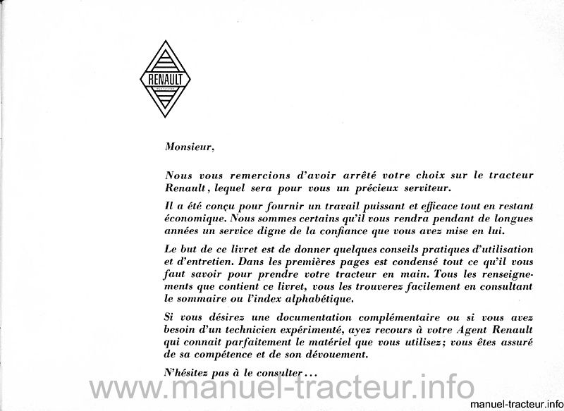 Page 1 du sommaire - Guide d'utilisation et d'entretien pour le RENAULT 94