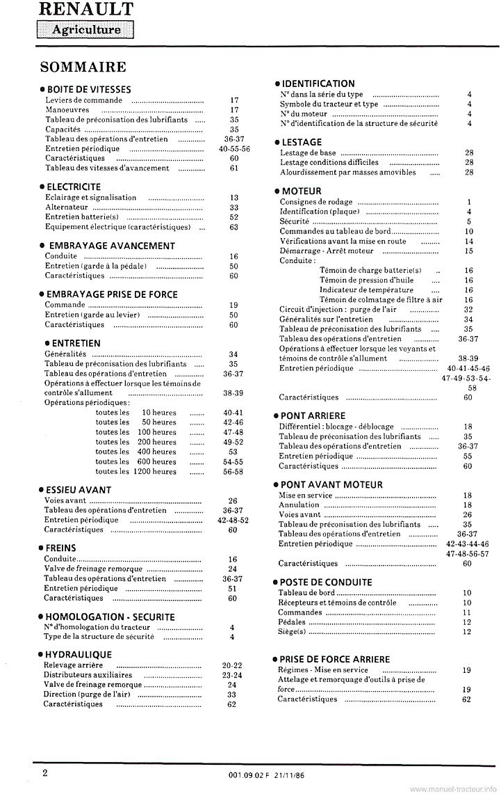 Deuxième page du Livret entretien Renault 55-12 55-14 LB