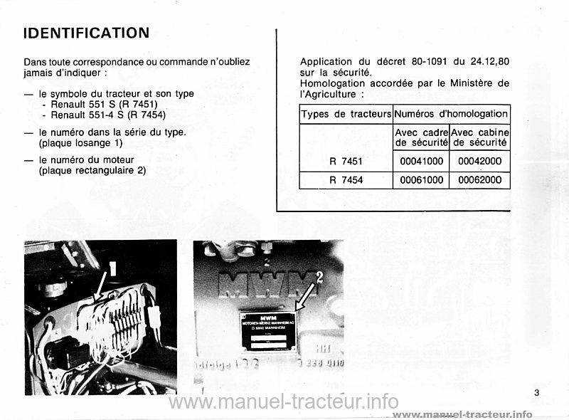 Extrait du guide de réparation - Guide d'entretien Renault 551s 551-4s