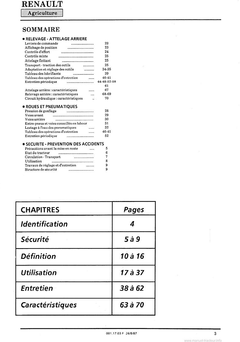 Troisième page du Livret entretien Renault 58-12LS 58-14LS