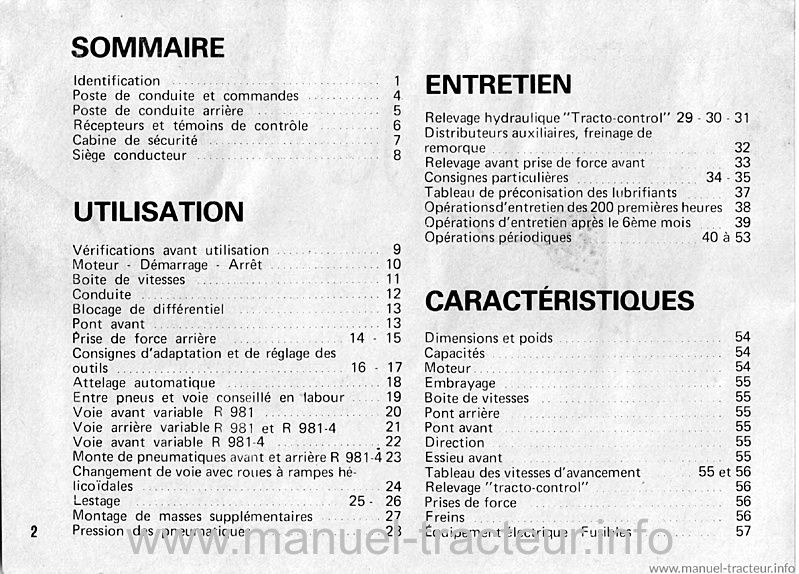 Page 2 du manuel d'atelier - Livret d'entretien Renault 981 981-4