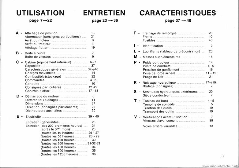 Extrait du guide de réparation - Manuel d'utilisation et d'entretien pour le RENAULT 652