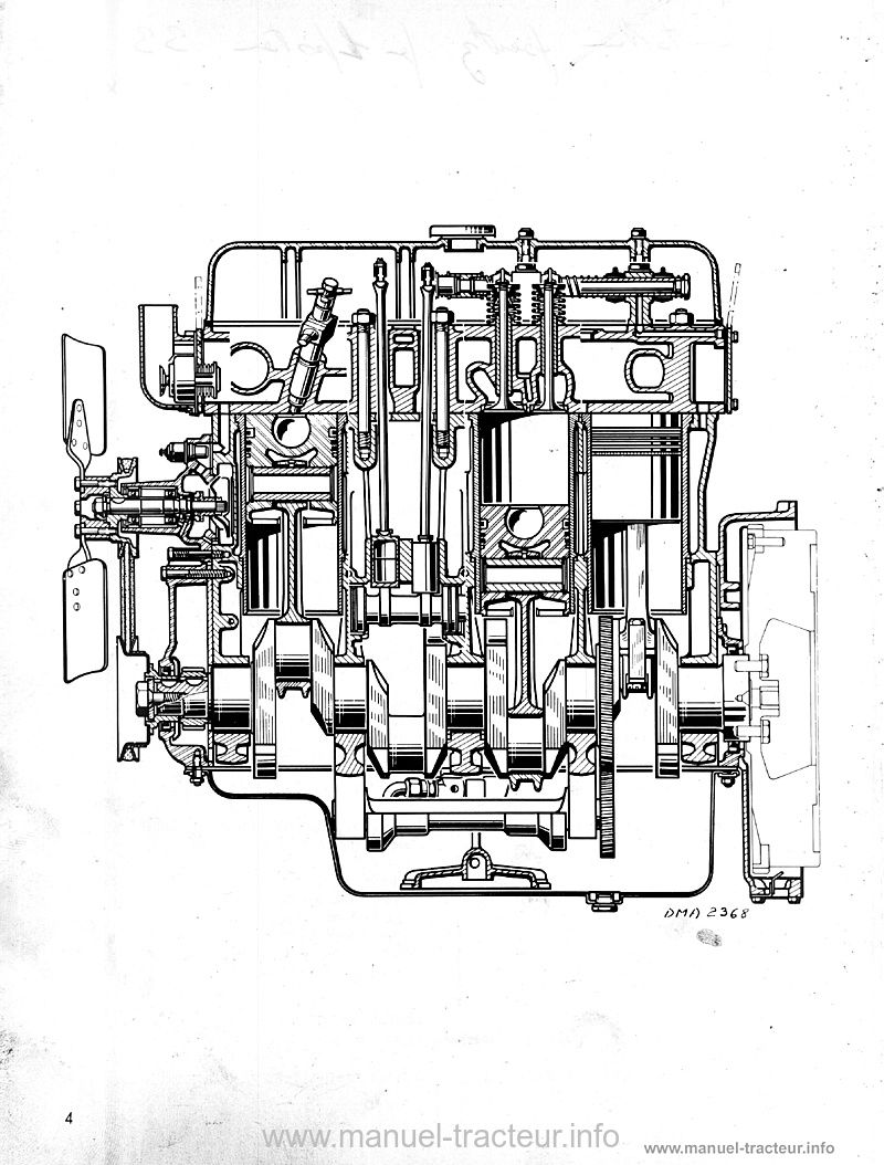 Extrait de la notice technique - Manuel de réparation moteur Renault 598 (R7261)