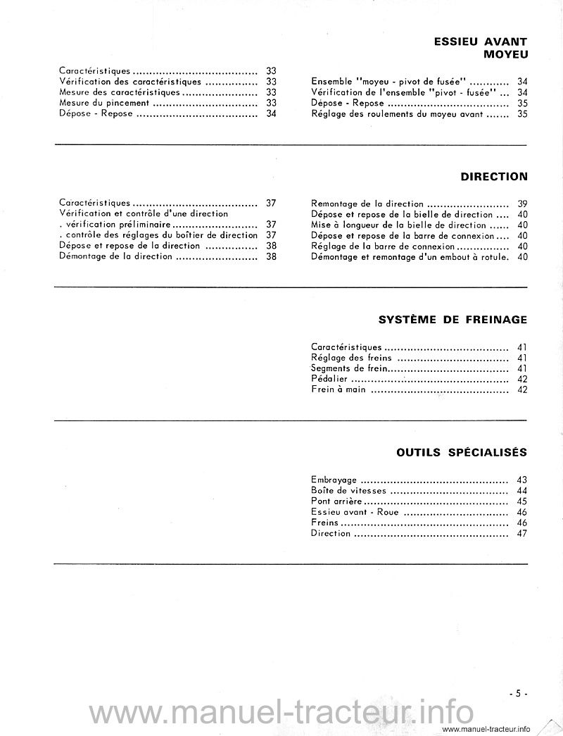 Dernière page de l'aperçu du Manuel de réparation M.R. 143 pour les tracteurs R 7281 et R 7261