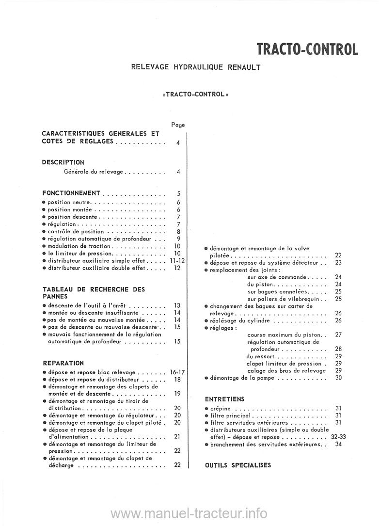 Extrait du guide de réparation - Manuel de réparation Tracto-Control MR 132