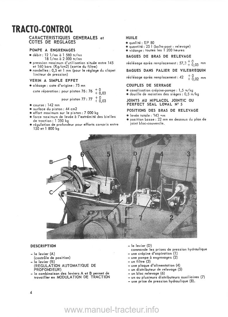 Extrait de la notice technique - Manuel de réparation Tracto-Control MR 132