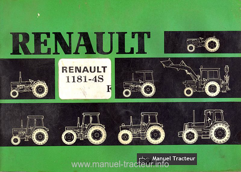 Première page de la revue technique - Livret d'utilisation et d'entretien des tracteurs RENAULT 1181.4s