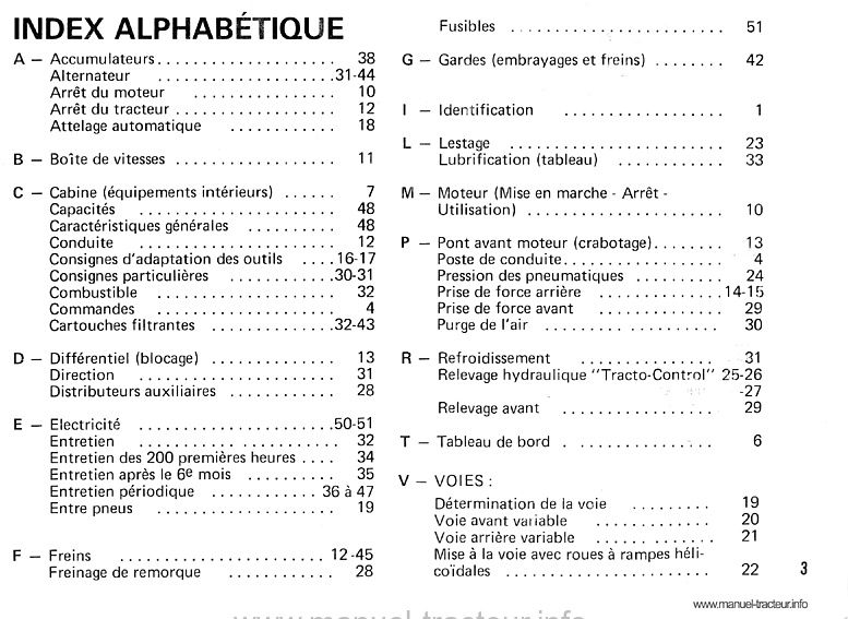 Extrait du guide de réparation - Livret d'utilisation et d'entretien des tracteurs RENAULT 1181.4s